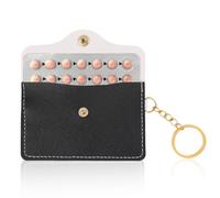 Mozeat Lens 1 pilulier contraceptif en cuir synthétique avec fermeture à pression et porte-clés pour sac de voyage, sac à dos, noir