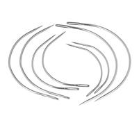 Mozeat Lens Lot de 8 aiguilles à coudre incurvées en cuir, pointe pointue, métal, argent, 5,1 cm, 6,3 cm, 8,9 cm