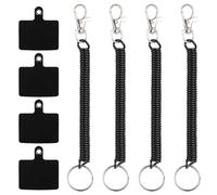 Mozeat Lot de 4 cordons téléphones portables avec câble spirale flexible Protection antivol Cordon universel Porte-clés extérieur randonnée
