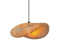Mozeny Suspension en Bambou Naturel Lustre en Rotin Tissé À La Main Îlot De Cuisine Lampe Suspendue Luminaire Japonais DropLights Hauteur Réglable