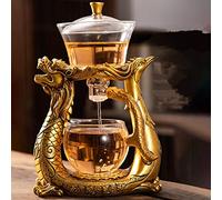 Mozeo Lazy Kungfu Service à thé en verre résistant à la chaleur avec couvercle rotatif semi-automatique (théière simple)