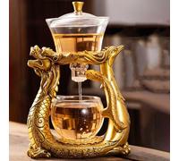 Mozeo Lazy Kungfu Service à thé en verre résistant à la chaleur avec couvercle rotatif semi-automatique (théière simple)