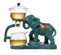 Mozeo Service à thé en verre Kungfu résistant à la chaleur avec chauffage qui attire l'eau avec couvercle rotatif, bol semi-automatique, théière en verre de cerf (éléphant simple)