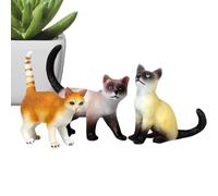 Mozeuu Sculpture de Chat - 3 Pièces De Sculpture Animale Réaliste | Figurine Animale De | pour Halloween Noël Anniversaire Salon Chambre À Coucher Bureau Étagère À Livres Tableau De Bord