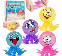 Mozkkiz Octopus Balle Anti-Stress pour Les Enfants Souffrant de TDAH, de TOC, d'anxiété, 4 Paquets de Pieuvres, Jouets à écraser de Plusieurs Couleurs, Pieuvre, Jouet Anti-Stress pour Les Adultes