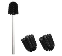 Mozmmhi Brosse WC avec 3 têtes de rechange en polypropylène et manche en acier inoxydable 304 pour le nettoyage de la salle de bain (argenté, diamètre 7 cm)