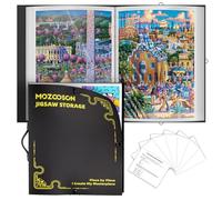 MOZOOSON Classeur Puzzle 500 Pieces, Rangement Puzzle avec 25 Poches (Espace pour 50 Puzzles), Accessoires de Puzzles Étanches à la Poussière et Protecteurs