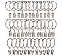 MOZOWO - Lot de 36 Anneaux de Rideaux en métal Solide - Anneaux décoratifs - Antirouille - Diamètre intérieur de 3,2 cm