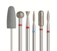 Mozulon Kit de manucure électrique 6 pièces comprenant : limes à ongles diamantées, ponceuse à cuticules, embout de polissage et tête de meulage.
