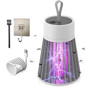 Mozz Guard Mosquito Zapper, Très Calme Mozzguard, Rechargeable par USB, Buzzbug Lantern, Lampe Anti-moustiques Imperméable pour Camping, Jardins, Intérieur (Gris)