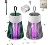 Mozz Guard Mosquito Zapper, Très Calme Mozzguard, Rechargeable par USB, Buzzbug Lantern, Lampe Anti-moustiques Imperméable pour Camping, Jardins, Intérieur (Vert+Gris)