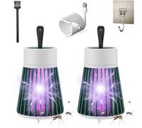 Mozz Guard Mosquito Zapper, Très Calme Mozzguard, Rechargeable par USB, Buzzbug Lantern, Lampe Anti-moustiques Imperméable pour Camping, Jardins, Intérieur (Vert-2PC)