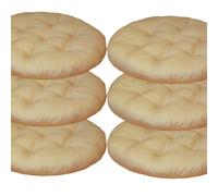 Mozzeilee Coussin de chaise rond, 40x40cm Ensemble de coussins de chaise à manger 2/4/6/8 pièces, tapis de siège en rotin pour meubles d’extérieur pour salon bureau jardin patio (crème, 6 pièces)