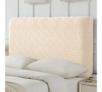 Mozzeilee Housse de tête de lit pour lit simple, double et king size, protection élastique en jacquard extensible universel anti-poussière (beige, 180 cm)