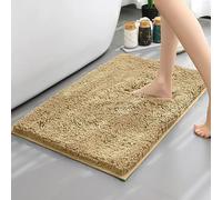 Mozzeilee Tapis de bain antidérapant en chenille extra doux et moelleux pour douche et baignoire, durable, anti-moisissure, absorption d'eau, kaki, 80 x 50 cm