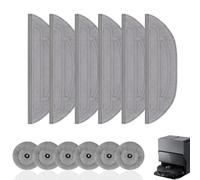 Mozzoom Lingettes de rechange pour aspirateur robot Roborock S8 MaxV Ultra, 6 serpillères avec modules de vibration double son et 6 serpillères rondes, serpillère de rechange douce, lavable et