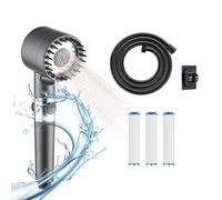 Mozzoom Pommeau de douche haute pression avec filtre et tuyau - 4 modes de pulvérisation, filtre à eau 15 couches, douchette réglable et économe en eau pour adultes, enfants et animaux domestiques