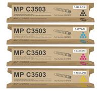 MP C3503 MP C3003 Lot de 4 cartouches de toner à haut rendement 1BK/1C/1M | Compatible avec les imprimantes Ricoh Aficio / Lanier / Savin MP C3503 MP C3003 MP C3504 MP C3004 MP C3504ex MP C3004ex