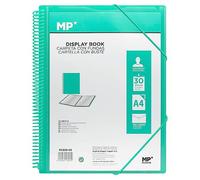 MP, Classeur à 30 Couvercles, Pochette à Spirales, Classeur en Caoutchouc, Couvercles en Plastique Transparents, Comprend une Enveloppe avec Bouton, Académique, Bureau, Classeur Turquoise