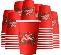 MP ECO SOLUTION Gobelets en Papier de Noël, Verres Colorés Jetables Biodégradables, Tasse à Café 200 ml pour Boissons Chaudes et Froides, Fantaisie de Noël (200)