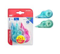 MP Lot de 3 rouleaux correcteurs souris, 5 m x 5 mm, ruban correcteur précis, effaçable immédiatement, pour bureau, bureau à domicile ou école, compacts