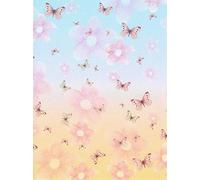 MP Studio KD-162 Toile imprimée AIDA avec fleurs bleues et oranges et papillons pour point de croix. Toile colorée 18 carats