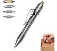 Mp1 Multi-Functional Titanium Pen - Ultimate Pocket Tool, Compact Everyday Carry Pen Tools for Writing, Mini EDC Pocket with Replaceable Tool Heads, for Writing,Screwdriving Utility Use -Silver