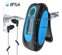 MP3 Etanche IPX8 avec Clip Ecran en Couleur, 8Go Lecteur avec Radio Waterproof HiFi Lossless Baladeur pour Natation et Sport, Bleu