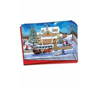 Mp5080 Jumbo carte de Noël : Old Town de Noël - G, avec vintage sur le thème des images d'un Noël Sleepy Town ; avec enveloppe Box Set of 12 Christmas Cards (C5080JXSG-B12)