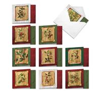 Mp5549 Happy Holly Dayz : 10 Assortis Lot de NEUF 'Charnière Centrale carrée' Cartes de vœux de Noël avec un vintage des images du houx ; avec enveloppes 10 Christmas Note Cards (MQ5549XSG-B1x10)