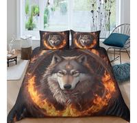 MPASHJHCV Imprimé en 3D Esprit du Loup Housse de Couette Linge de lit avec taie d'oreiller Léger Tribal Fantastique Taie de Couette Confortable pour Adultes Adolescents Travailleurs Double（200x200cm）