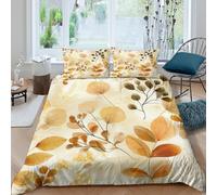 MPASHJHCV Imprimé en 3D Feuilles d'automne Housse pour Couette Linge de lit avec taie d'oreiller Raffiné Illustration botanique Couverture Housse Précieux pour collègues Amis familles King（220x240cm）