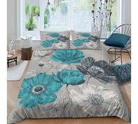 MPASHJHCV Imprimé en 3D Floral Housse pour Couette Linge de lit avec taie d'oreiller Qualité Style d'illustration botanique Couverture Housse Raffiné pour familles Proches collègues Single（135x200cm）