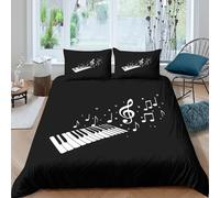 MPASHJHCV Imprimé en 3D Notes de Musique Housse pour Couette Linge de lit avec taie d'oreiller Beau Conception de Piano numérique Couverture Housse Luxe pour Amis collègues familles Single（135x200cm）