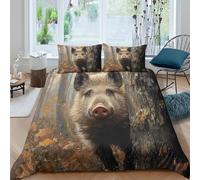 MPASHJHCV Imprimé en 3D Scène de forêt de sangliers Taie de Couette Linge de lit avec taie d'oreiller Peinture de la Faune et de la Nature Housse pour Couette Confortable pour Couples King（220x240cm）