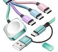 MPATIBY Câble de charge multiple 4 en 2 avec 3 ports de type C/chargeur | Câble répartiteur USB C, cordon de chargeur multi-téléphone pour iWatch Ultra/11-2, iPhone 18 Pro/17/16
