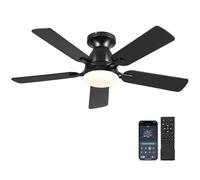 Mpayel Ventilateurs de plafond avec lumières - Ventilateur de plafond d'intérieur à profil bas de lumière et commande à distance/APP, DC Réversible Ventilateur de plafond moderne pour chambre（Noir）