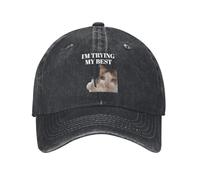 MPBGAOGP Casquettes Homme,J’essaie de Faire de Mon Mieux Crying Cat Demin Cap Casquette de Golf légère Casquette de Baseball pour Femme,Cadeaux Anniversaire Homme