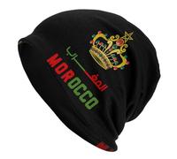 MPBGAOGP Chapeaux pour Hommes en Pur Coton, Royaume du Maroc Skullies Bonnets Chapeau Drapeau Marocain Goth Hommes Femmes Casquette De Ski Chaud Thermique Élastique Bonnet,Cadeau