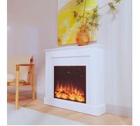 MPC Camillo Blanc Cadre de cheminee En bois Mdf Pour la cheminee electrique Vulcano 60cm