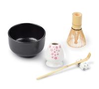 MPEIPILA Kit de matcha - Kit de démarrage - Balai à matcha - Ensemble de matcha japonais - Pour les amateurs de thé - Pour débutants - Noir