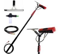 MPENGOZ Brosse télescopique pour Le Nettoyage des vitres - Tige Extensible de 10,8 m avec tête d'essuie-Glace de 35 cm pour Panneaux solaires, terrasses, toits, Jardins d'hiver e