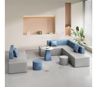 MPLFHSYOS Canapé d'angle modulable créatif avec Tabouret et Table, canapé sectionnel en Cuir rembourré for Bureaux, hôpitaux, salles d'attente(20)