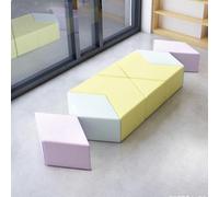 MPLFHSYOS Canapé d'angle Modulaire Triangulaire en Tissu Coton Et Lin avec Cadre en Bois Massif, Banc Sectionnel for Réception, Bureau, Hall, Salle D'attente Et Établissements De Formation.(C)