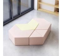 MPLFHSYOS Canapé d'angle Modulaire Triangulaire en Tissu Coton Et Lin avec Cadre en Bois Massif, Banc Sectionnel for Réception, Bureau, Hall, Salle D'attente Et Établissements De Formation.(B)