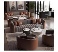 MPLFHSYOS Canapé modulable avec Table Basse, canapé Moderne rembourré avec Dossier incurvé, canapés en Cuir Nappa, for Salons et espaces d'attente et de Repos commerciaux(A)