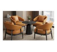 MPLFHSYOS Ensemble De Canapé De Réception Contemporain avec Table en Pierre, Sièges en Simili Cuir Durable for Bureau, Centre Commercial, Balcon Et Salon Commercial(Table+4Chair,G)