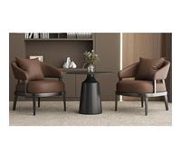 MPLFHSYOS Ensemble De Canapé De Réception Contemporain avec Table en Pierre, Sièges en Simili Cuir Durable for Bureau, Centre Commercial, Balcon Et Salon Commercial(Table+2Chair,C)