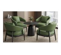 MPLFHSYOS Ensemble De Canapé De Réception Contemporain avec Table en Pierre, Sièges en Simili Cuir Durable for Bureau, Centre Commercial, Balcon Et Salon Commercial(Table+4Chair,E)