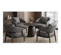 MPLFHSYOS Ensemble De Canapé De Réception Contemporain avec Table en Pierre, Sièges en Simili Cuir Durable for Bureau, Centre Commercial, Balcon Et Salon Commercial(Table+4Chair,A)